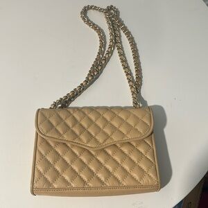 Rebecca Minkoff quilted leather mini bag, tan with chain strap
